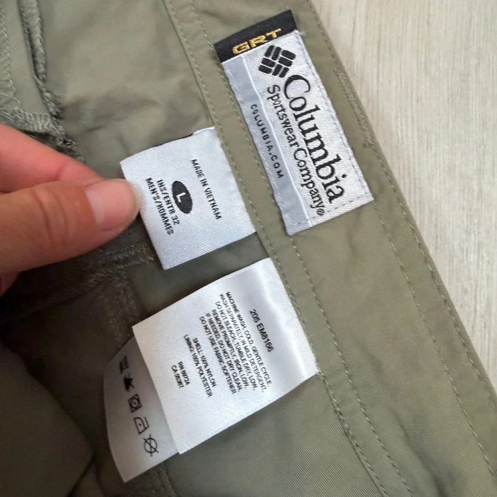 Columbia GRT Mens Convertible Cargo Pants Green Large 32 Inseam EM8166